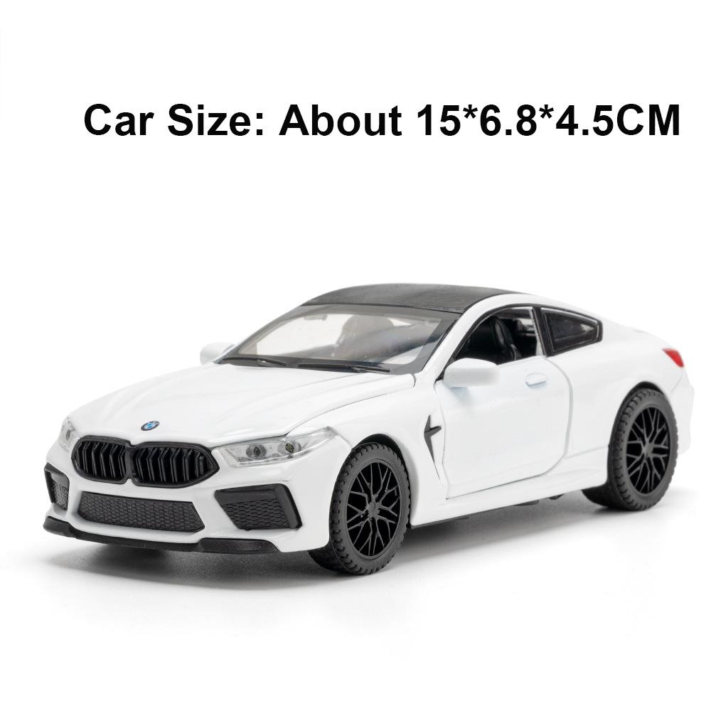 1:32 Scale X5 M8 Car Model Toy Doors Opened Rubber Tires Cars Pull Back Sound Light Miniature Models for Boys Hobby Collections