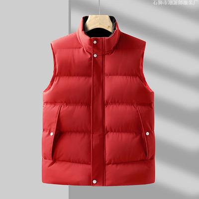 Herren Freizeitweste 2025 Herbst und Winter Neu Stehkragen Warm Fleece Baumwolle Einfarbig Große Größe Locker Baumwollweste