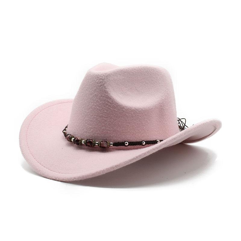 American Western Cowboy Hat Men'S Riding Hat Outdoor Travel Equestrian Hat Bent-Brimmed Wool Top Hat