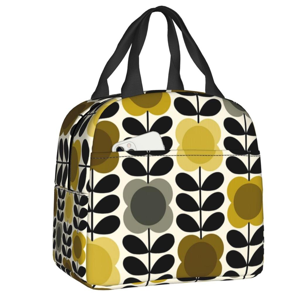 Orla Kiely Flower Scandinavian Geometric Style Insulated Lunch Bags for Camping Travel Waterproof Cooler Thermal Lunch Box