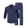 2026 Men's Casual Loose Fit Linen Sports Suit with Long Sleeves