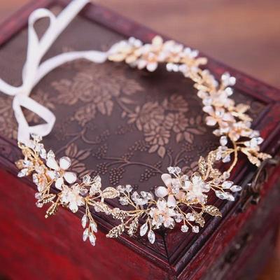 Goldenes Blatt Braut Stirnband - Hochzeits Haarschmuck & Kopfschmuck