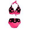 Women's High Waist Sexy Polka Dot Bikini Split With Chest Pads Without Bra Swimsuit