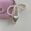 Fashionable Butterfly Ribbon Keychain Heart Pendant Imitation Pearls Key Chain