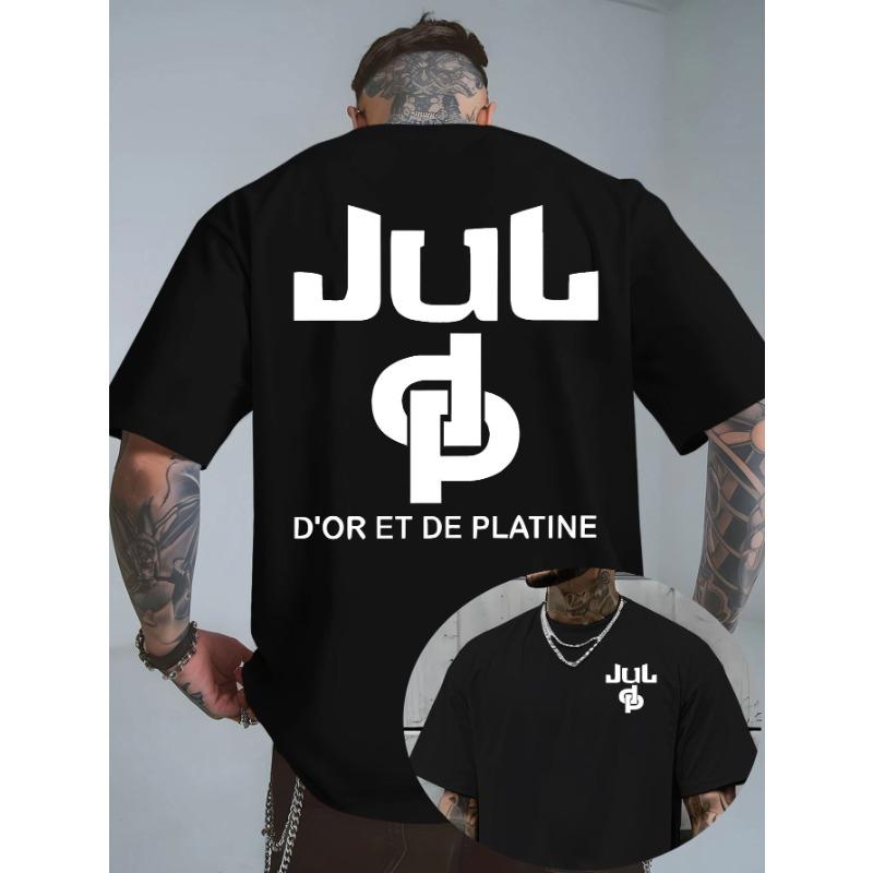 

European Size JUL D OR ET DE PLATINE: Decoding Symbols And Text,Exploring The Genes of Light Luxury Style Print T-Shirts,Comfortable Round-Neck Fabric 5XL