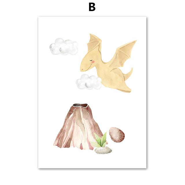 Nursery Nordic Poster and Prints Cute Dinosaur Egg Tree Leaf Monstera Wall Art Canvas Painting Wall Pictures Boy Kids Room Decor No Frame