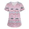 Women's Christmas Print Loose V-Neck Pocket Short-Sleeved Uniform