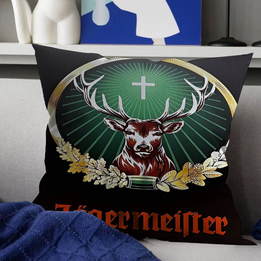 Classic Jagermeister Tin Sign Bar Pub Cushion Cover Decorative Pillow Sofa Home Decor Case Pillow Cases