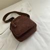 Small Female Corduroy Shoulder Bag With Interior Phone Pocket For Casual Outings