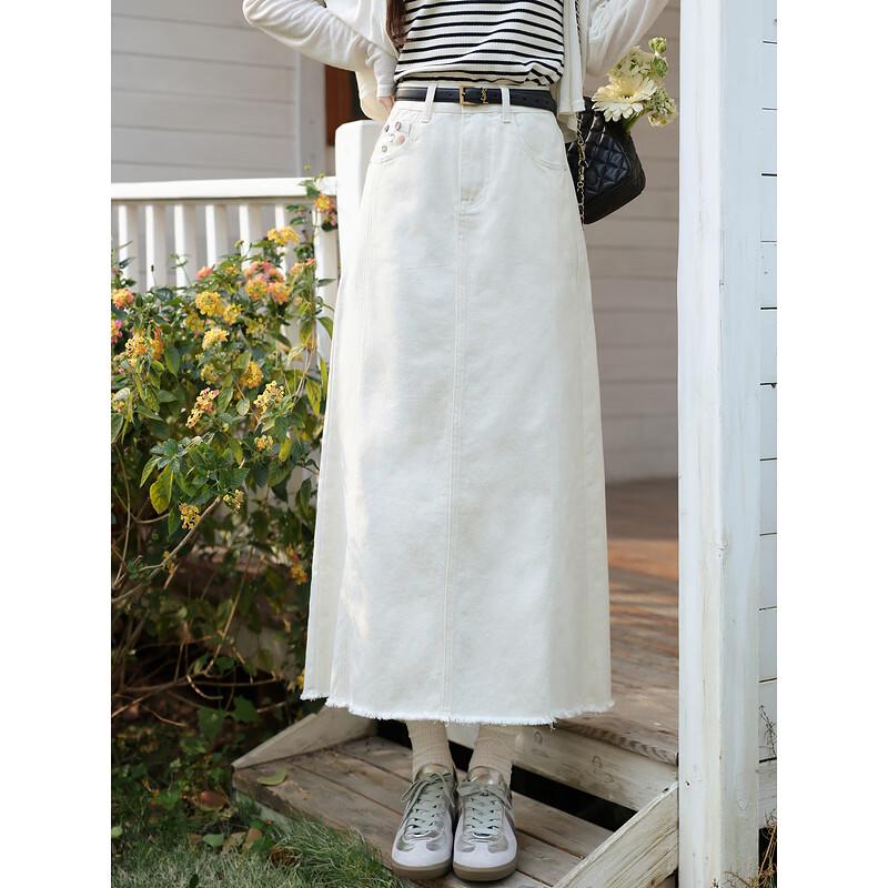 Women s High-Waisted A-Line Denim Skirt L