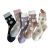 Autumn and Winter Three-dimensional Polka Dot Cute Cartoon Versatile Mid-calf Socks, Plush Polka Dot Women's Socks