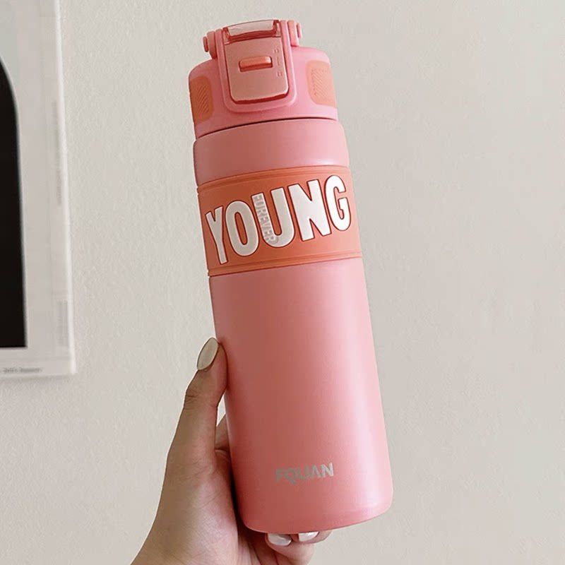 

Повседневная термокружка большой емкости для мужчин и женщин, стильная питьевая кружка из нержавеющей стали 304, портативная соломинка для пар Kuyue Insulated Pink 660ml Tumbler + Cup Brush