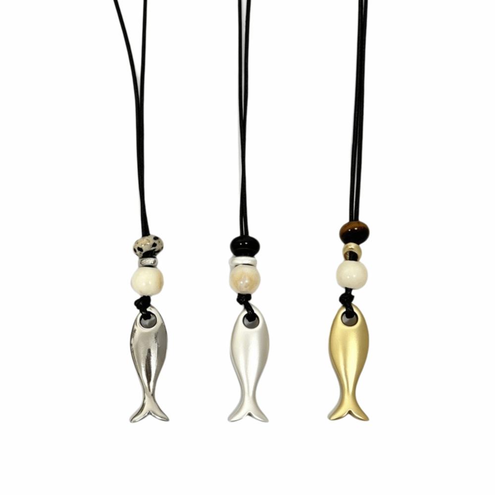 Metal Fish Pendant Necklace Matte Long Sweater Chain New Rope Chain Necklaces Jewelry