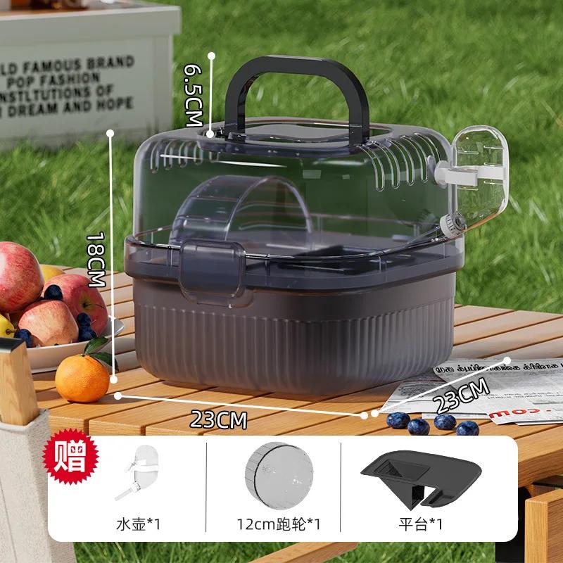 

Прозора клітка-туалет для хом яка, Портативна ручна клітка для шиншили, Клітка для перенесення дрібних тварин, Міцна дихаюча переноска для домашніх тварин чорний