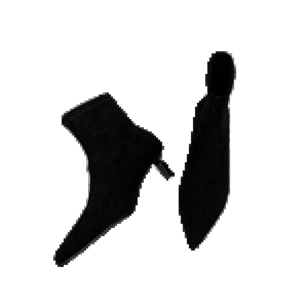 High heel autumn and winter French retro bare boots suede new thin boots temperament thin heel pointed boots women's short boots