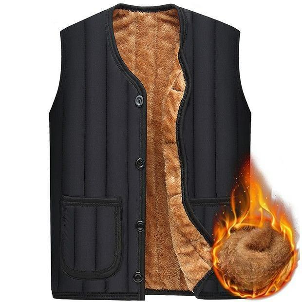 

Мужской жилет Зимняя одежда Плюс бархат и хлопок Толстый жилет-безрукавка L чёрный