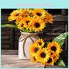 Artificial Sunflower Silk Flowers Wedding Floral Decor 7 Branches 13 Heads