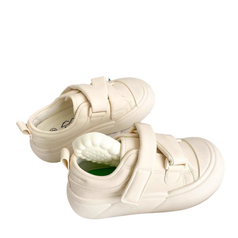 Milk White Velcro Thick-soled Little White Shoes Women's Skirt Versatile Popular Big Head Board Shoes Round Head Ugly Cute Bread Shoes