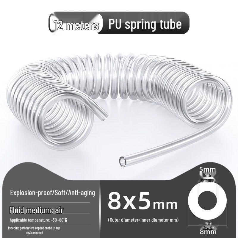 Retractable 8mm PU Spiral Air Hose with Quick Pneumatic Connector