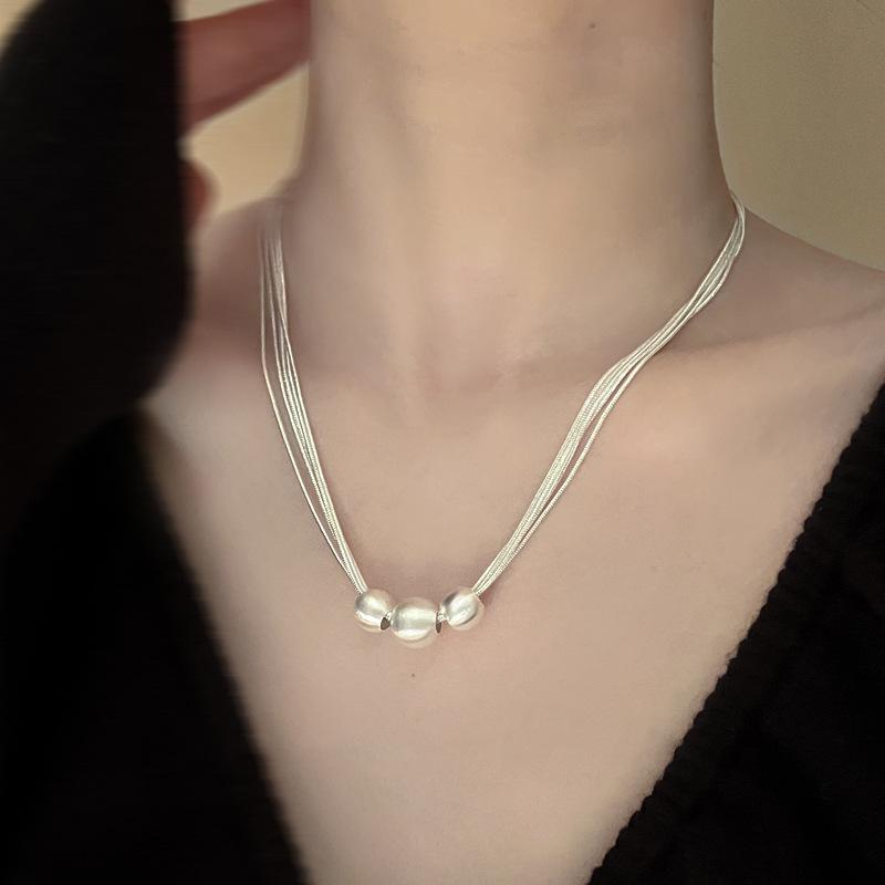 French Romance~ Retro Elegant Flower Pearl Necklace Temperament Versatile Collarbone Chain Necklace Women