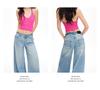 Women's American Retro Light Wash Mid-Rise Ripped Wide Leg Floor-Length Jeans