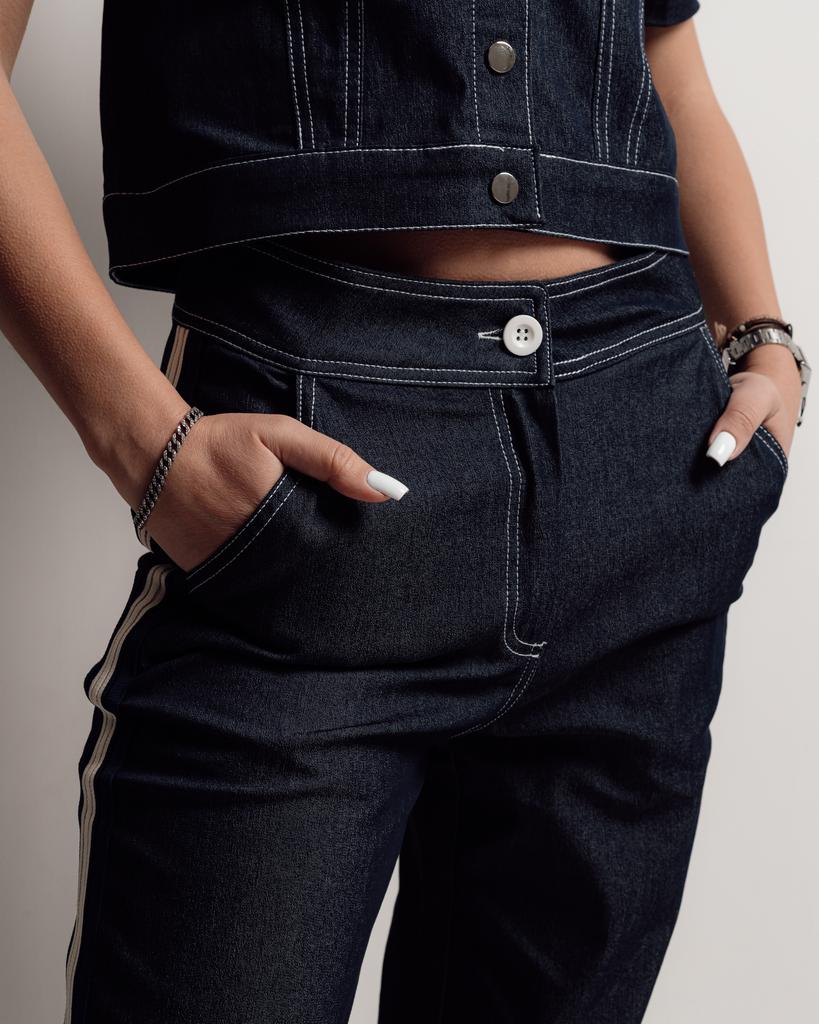 Костюм женский Butella 17024 M синий джинс (пиджак, штаны)