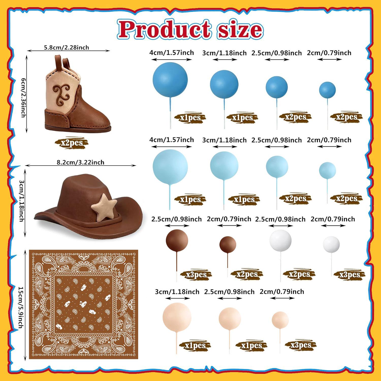 

31pcs Cowboy Hat and Boot Cake Toppers Western Cowboy Cowgirl Birthday Baby Shower for Western Theme Party Favors Supplies