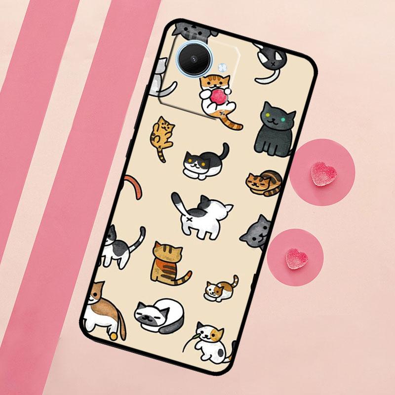Funny Cute Cats For Realme C67 C75 C63 C61 C71 C55 C51 C65 C53 10 11 12 13 14 15 Pro Plus GT6 GT7 Pro Case