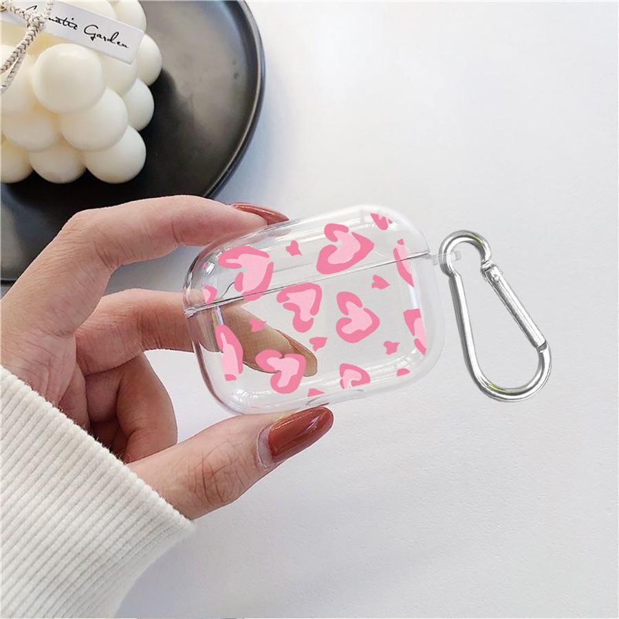 Clear Earphone Cases Cover Case For Airpods 2 Pro2 4 Pro 1 3 Pro3 Pink Leopard Print
