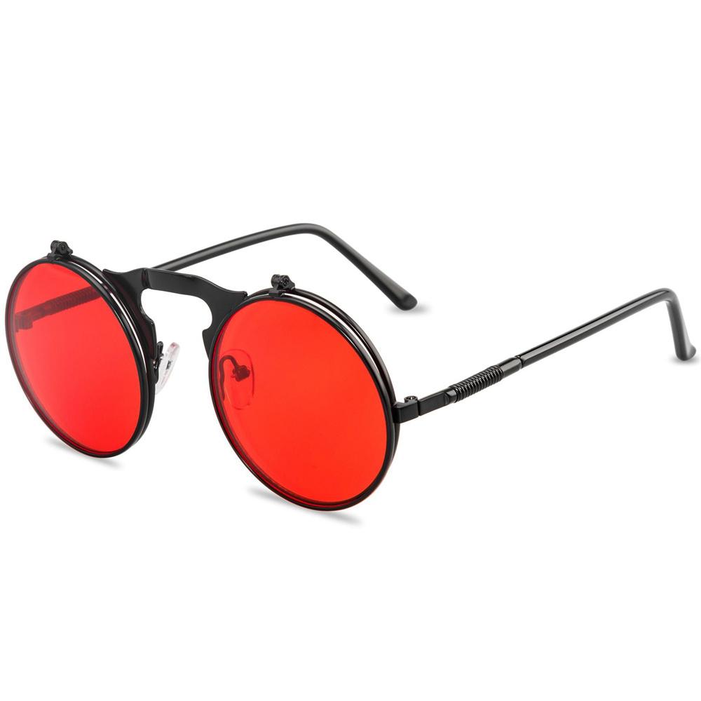 Vintage Steampunk Round Double Sunglasses Men Women Round Flip Sun Glasses UV Eye Protection Eyewear Colorful Costume Eyeglasses