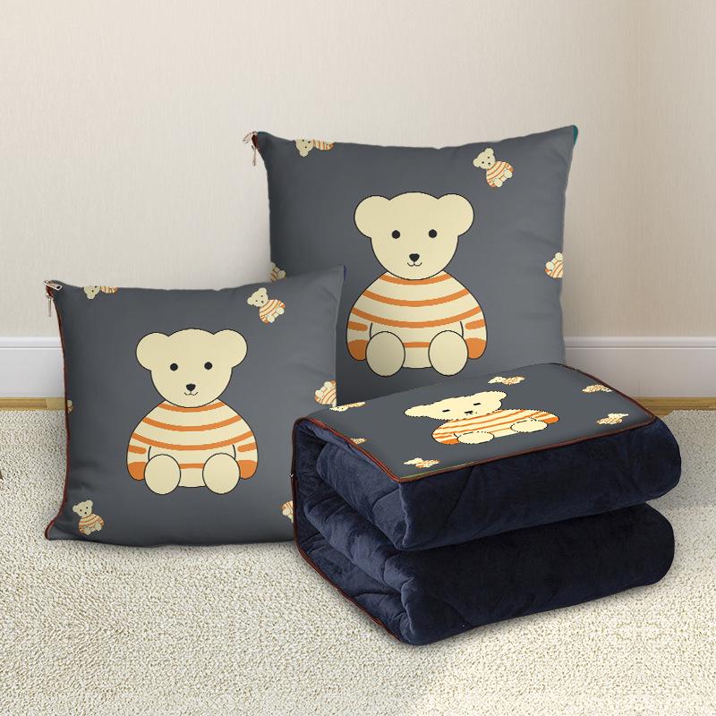 Custom Cartoon Plush Throw Pillow Blanket with Fleece Lining