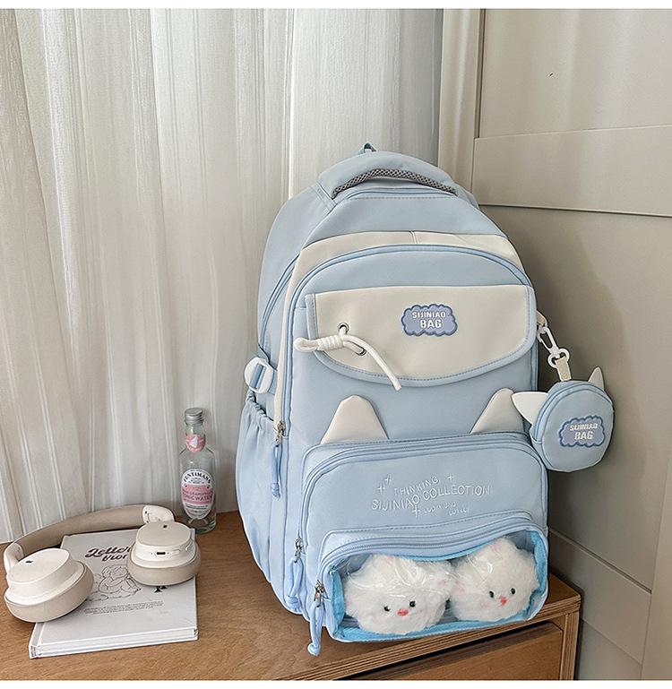 Schoolbag new high-value Japanese college style fresh and sweet contrasting color splicing backpack junior high school students lightweight backpack