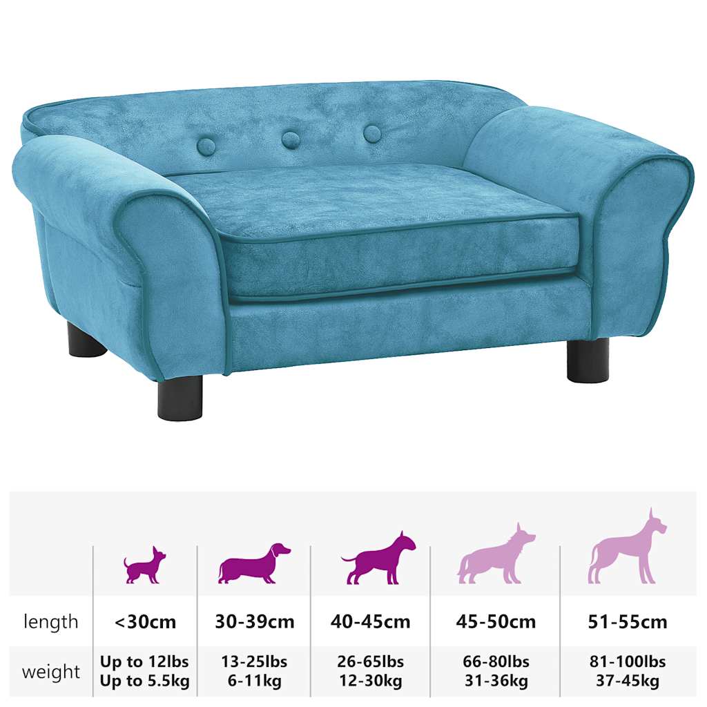 Pet Sofa Turquoise 72 X 45 X 30 Cm Plush
