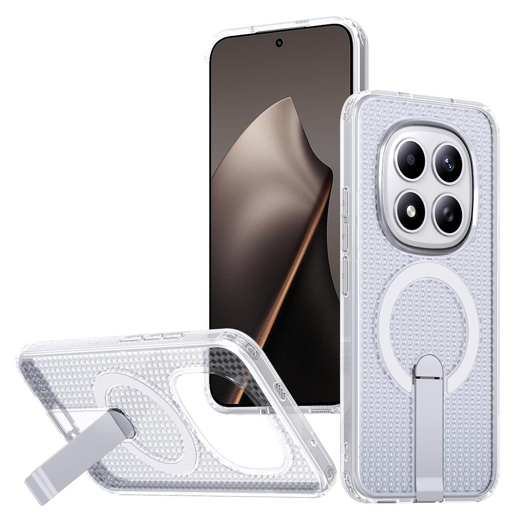 Für Xiaomi Redmi Note 15 Pro 5G (Global) Magnetische Hülle Ständer Gitterstruktur TPU PC Handy Rückabdeckung