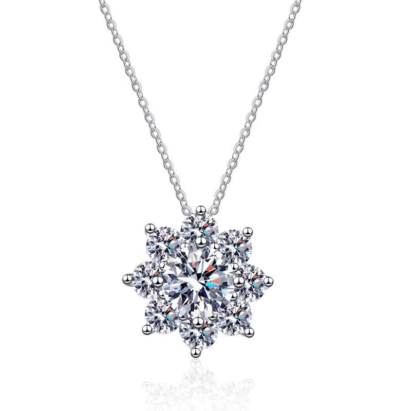 Sterling Sunflower Pendant Necklace Women Moissanite Or Zircon Stone Cross Chain Lightweight Fashion Choker 925 Sterling Silver