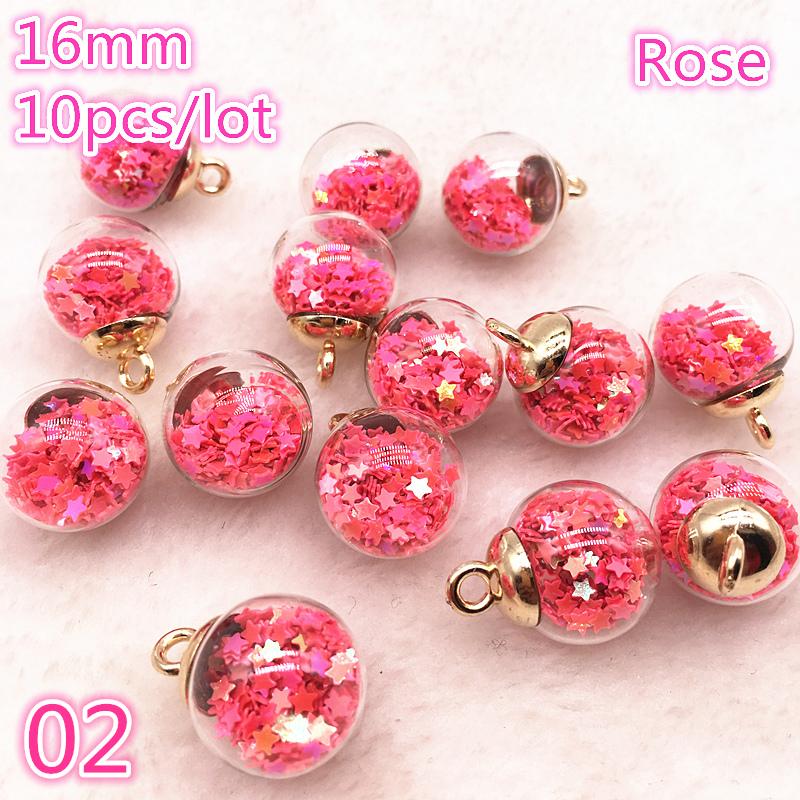 New 16mm Colorful Transparent Ball Glass Star/Round Charms Pendant Find Hair Accessories Jewelry Charms Earring