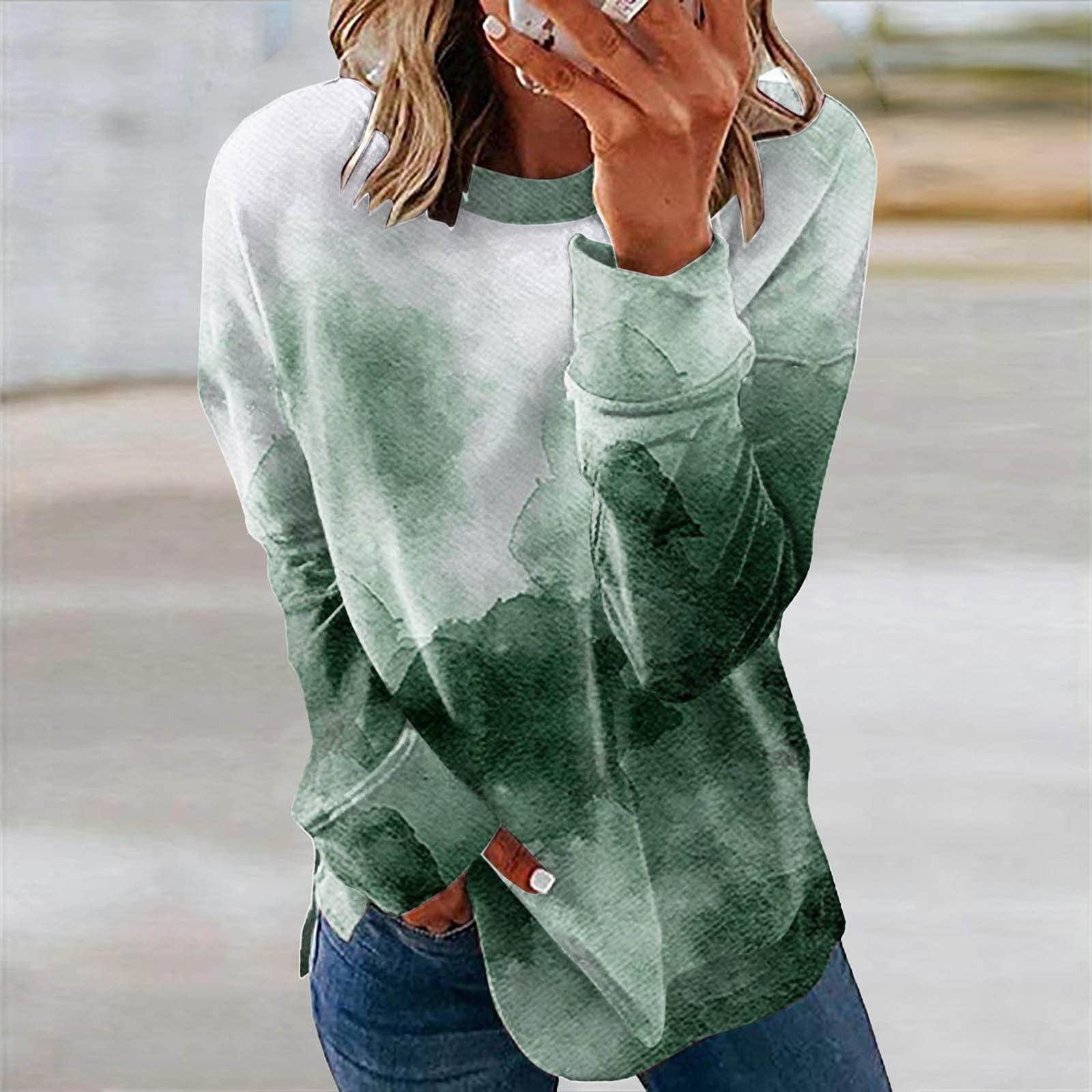 

Ladies Casual Fashion Print Long Sleeve Round Neck Pullover T-Shirt Top S