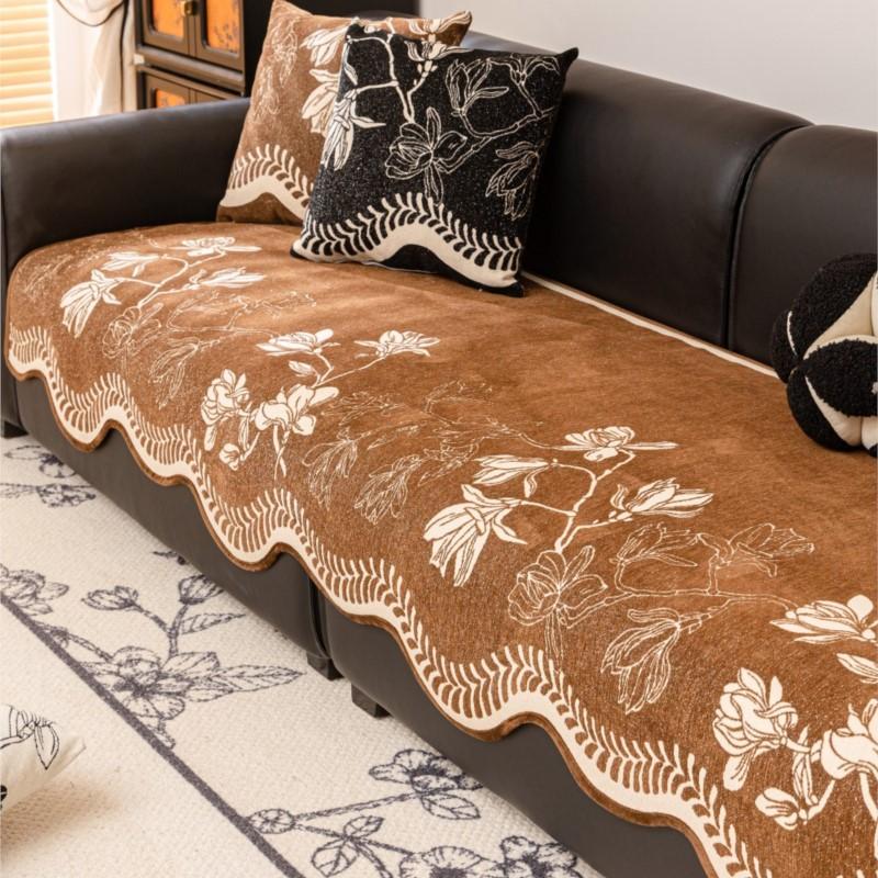 New All Seasons Retro Chenille Flowers Sofa Cover Non-Slip Couch Slipcover Protector Universal Irregularity Sofa Cushion