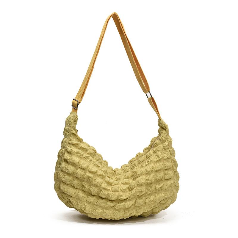 

Женская однотонная простая сумка-пуф 2025 новая корейская версия плиссированная сумка-тоут «облако» большой вместимости мягкая сумка-мессенджер жёлтый