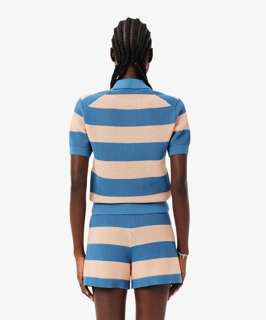 LACOSTE Women'S Summer Striped Short Sleeve Polo Sweater Af9847-56G 4Ip