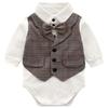 Famuka Baby Romper Set with Bow Fake and Perfect for Long and New and Peach Perfect As a Baby Shower Gift or Gift Boys' 3-Piece Tie, Vest, Hat.