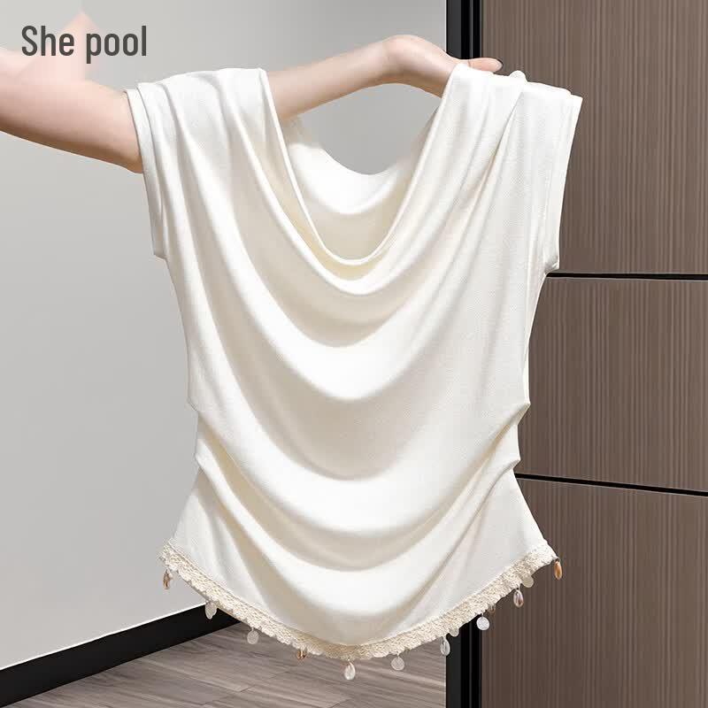 Women s Elegant Pleated Slim-fit Waist-Cinching Top M