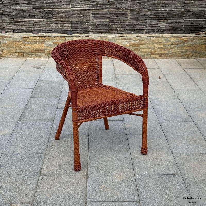 All-Season Rattan Woven Armchair with Backrest for Outdoor/Indoor Use - Ideal for Seniors & Balconies