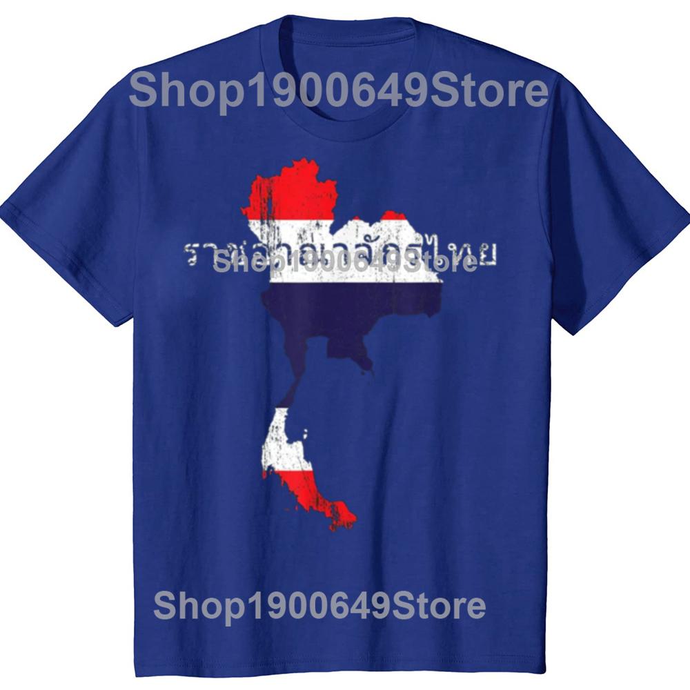 100% Baumwolle Vintage Thai Karte und Flagge Souvenir Used-Look Thailand Sommer T-Shirt MÄNNER FRAUEN Mode Druck T-Shirts Zum Verschenken
