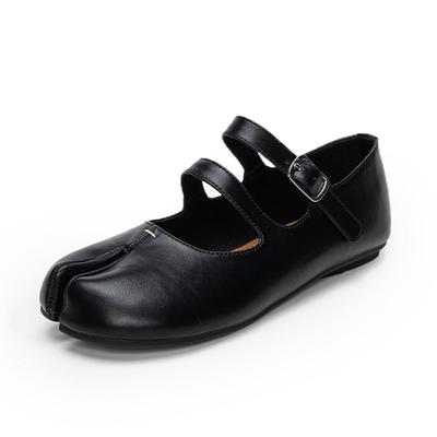 2024 Summer Women's Split Toe Shoes Trendy Black Comfy Walking Mary Jane Flats High Quality Footwear