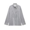 Autumn New Women Clothes French Style Casual Loose Single Row Multi-Buckle Long Sleeve Lapel Stripe Shirts 9479260