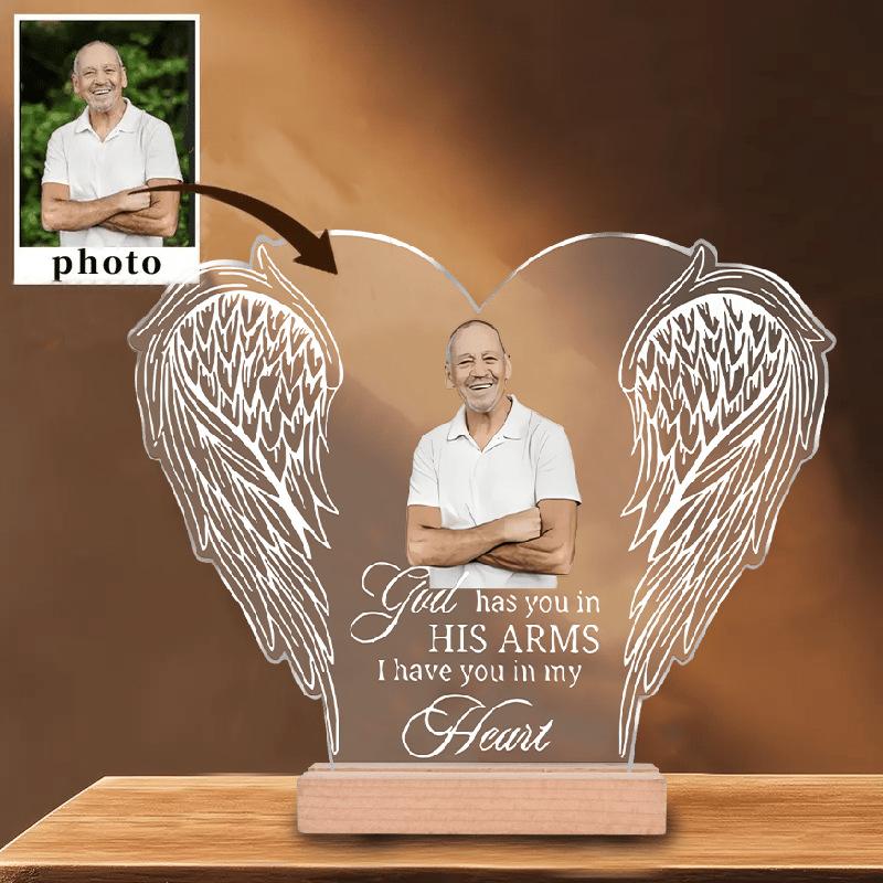 

Personalized Angel Wings Photo Plaque Custom Memorial Ornament with Premium Gift Box Acrylic Remembrance Sign Bereavement Gift