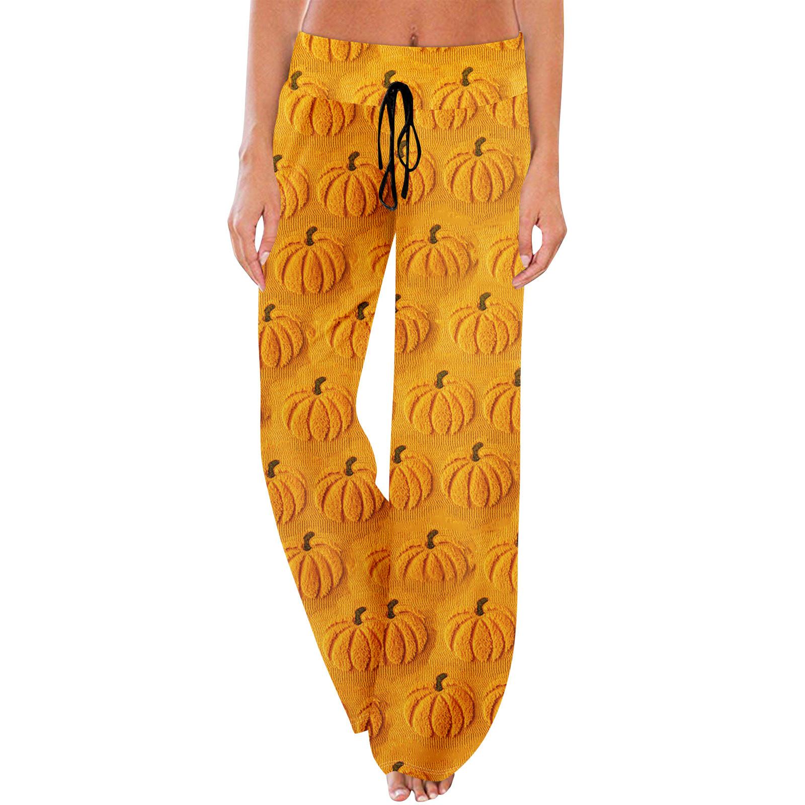 

Пижамные штаны в стиле аниме, повседневные брюки с эластичной резинкой на талии, удобные прямые свободные брюки для йоги M оранжевый