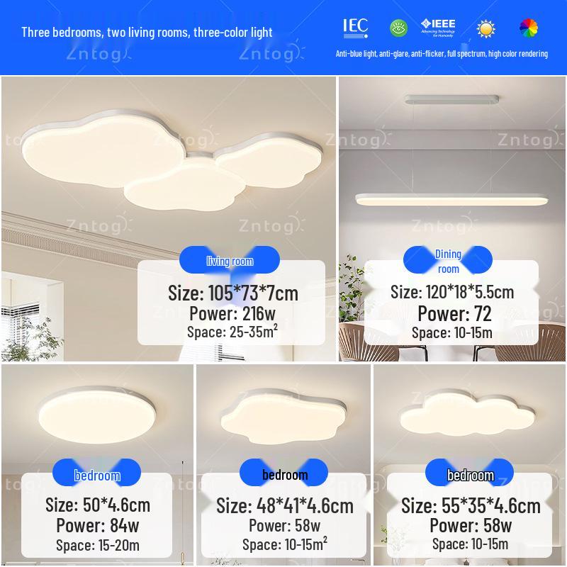 Cream Style Modern Minimalist Full Spectrum Ceiling Light for Eye-Protection In Children's Room and Master Bedroom