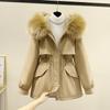 Womens Short Padded Parka Slim Fit Hooded Winter Coat Fleece Lined Warm Casual Jacket